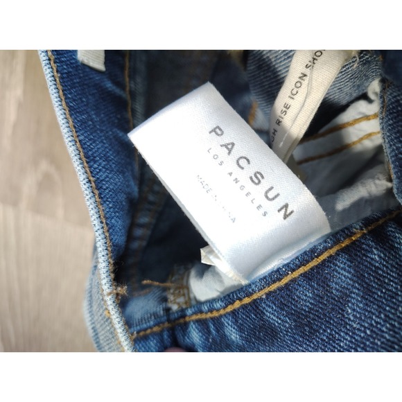 PacSun High Rise Icon Short Size 26 Raw Hem Embroidered Pocket‎ Button Fly - Picture 4 of 12